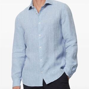 Banana Republic Light Blue Linen Button-Down Shirt